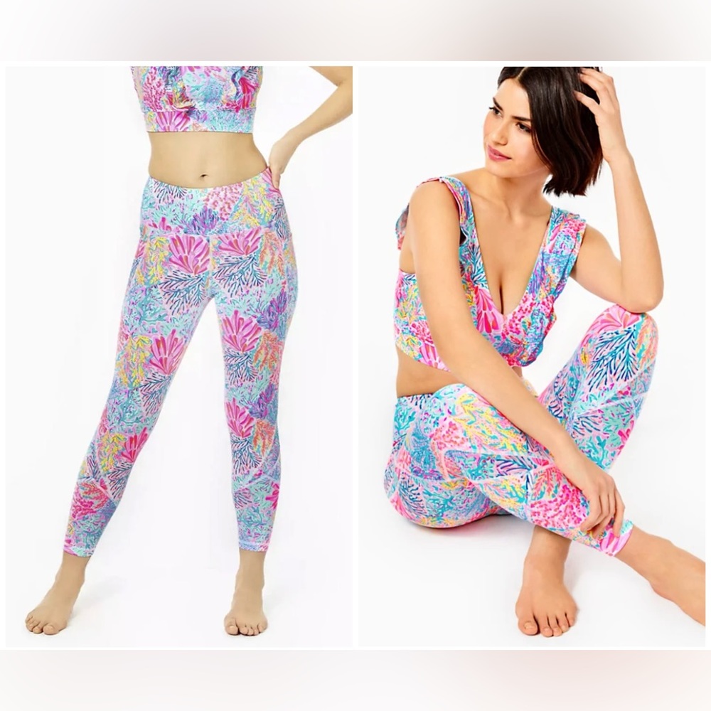 Lilly Pulitzer Weekender UPF 50+ Size L Multi Splashdance High Rise Leggings